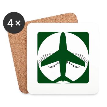 Military aircraft in flight with wind effect - Coasters (set of 4) - white - Front
