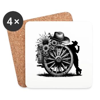Cowboy Lustiger Cowboyhut Wild Western Rodeo Texas - Untersetzer (4er-Set) - Weiß - Vorne