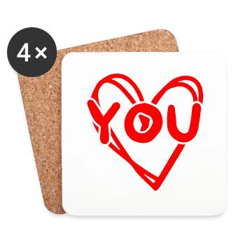 I Love You Declaration of Love - Coasters (set of 4) - white - Front
