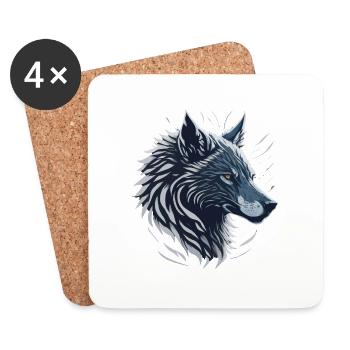 Grey Wolf - Coasters (set of 4) - white - Front