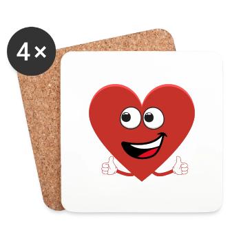 Red heart that raises its thumbs - Coasters (set of 4) - white - Front