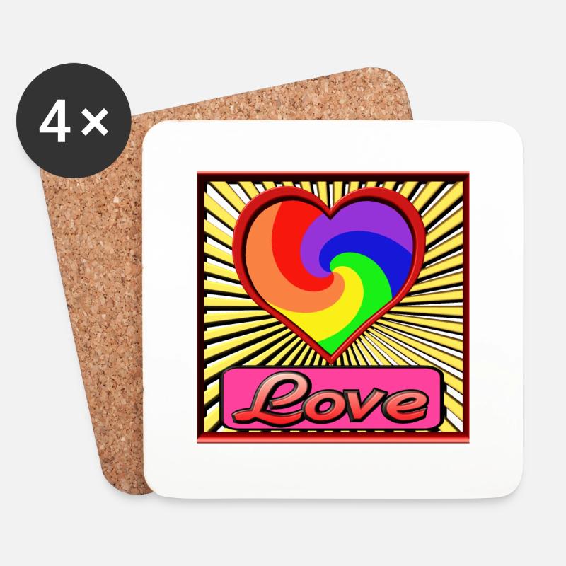 love - Untersetzer (4er-Set) - Weiß