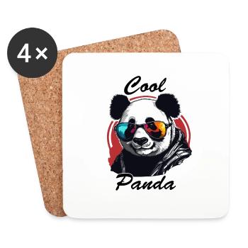 Panda / Animal / Zoo / Bamboo / Wild / Childlike - Coasters (set of 4) - white - Front