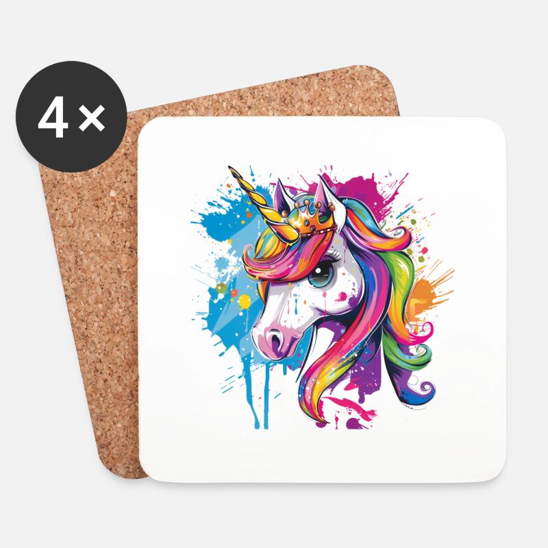 Süßes magisches Graffiti Einhorn - Untersetzer (4er-Set) - Weiß