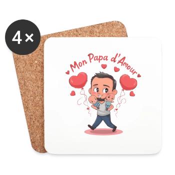 Mon Papa d'amour - Dessous de verre (lot de 4) - blanc - Devant
