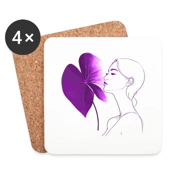 Fleurs Femmes fille mode design art style féminin - Dessous de verre (lot de 4) - blanc - Devant