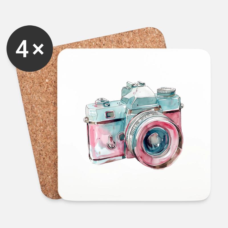 Fotokamera Digitalkamera Spiegelreflexkamera - Untersetzer (4er-Set) - Weiß