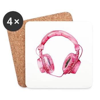 Écouteurs Écouter de la musique - Dessous de verre (lot de 4) - blanc - Devant