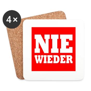 Nie wieder - Untersetzer (4er-Set) - Weiß - Vorne