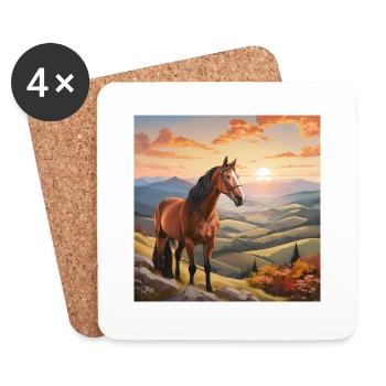Art du cheval - Dessous de verre (lot de 4) - blanc - Devant