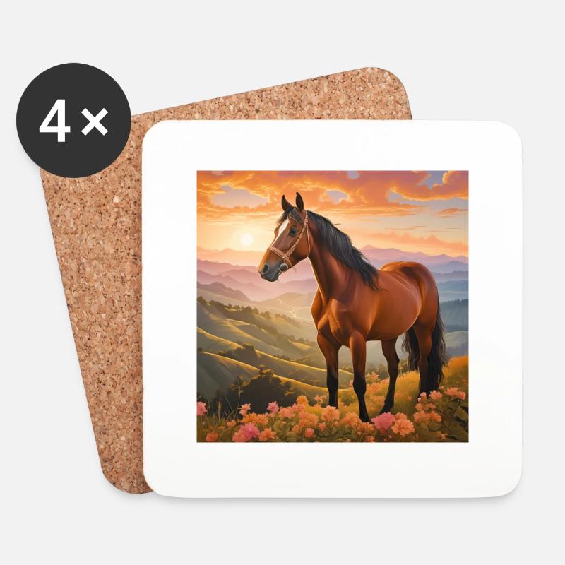 Pferdekunst - Untersetzer (4er-Set) - Weiß