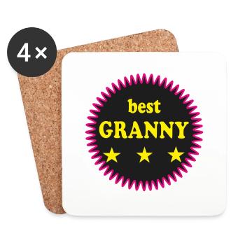 BEST GRANNY - Dessous de verre (lot de 4) - blanc - Devant