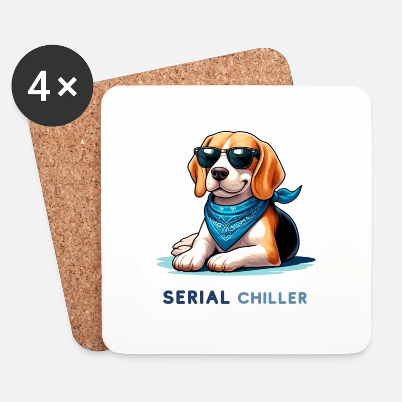 Beagle - Untersetzer (4er-Set) - Weiß