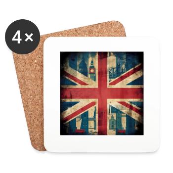 United Kingdom British Flag UK Souvenir - Dessous de verre (lot de 4) - blanc - Devant