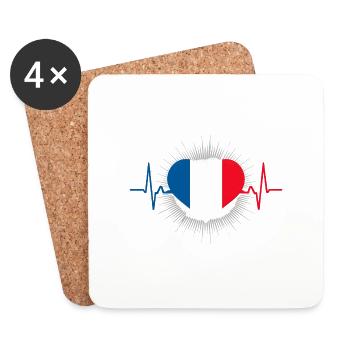 France Heartbeat French Flag Pride - Coasters (set of 4) - white - Front
