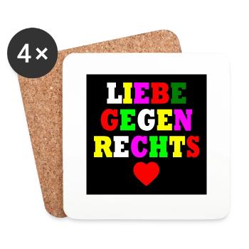 Liebe gegen rechts - Untersetzer (4er-Set) - Weiß - Vorne