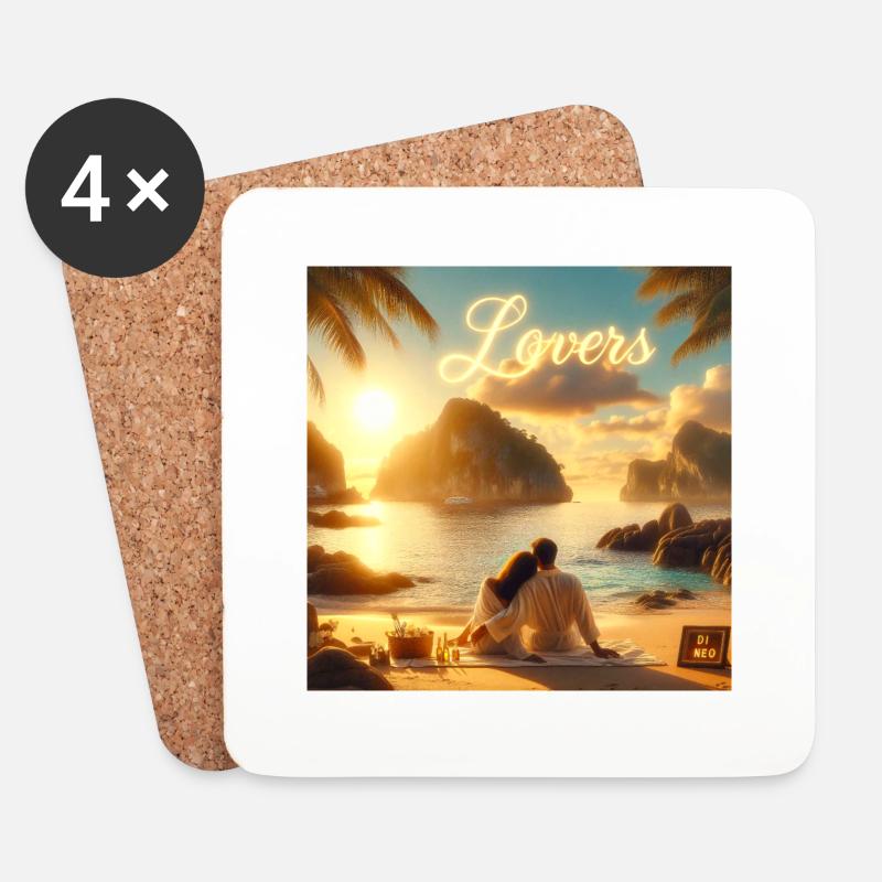 Design für Verliebte - Untersetzer (4er-Set) - Weiß
