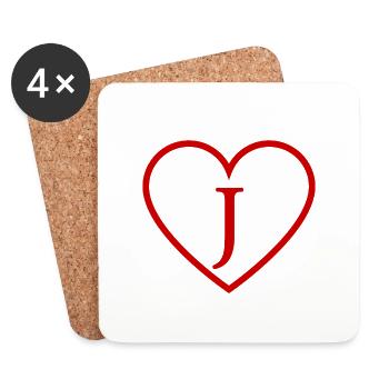 Letter j red heart - Coasters (set of 4) - white - Front