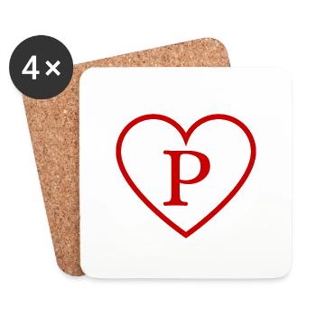 Letter p red heart - Coasters (set of 4) - white - Front