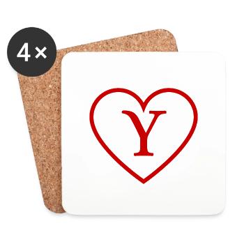 Buchstabe y rotes Herz - Untersetzer (4er-Set) - Weiß - Vorne