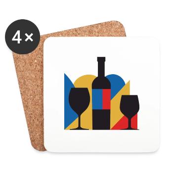 Bauhaus Wein Weinflasche - Untersetzer (4er-Set) - Weiß - Vorne