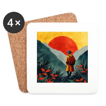 Hiking Mountaineering Mountains Trekking - Coasters (set of 4) - white - Front