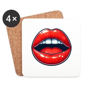 Bold Kiss of Love - Coasters (set of 4) - white - Front