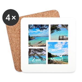 Zeit für Meer, Urlaub,Sommer, Strand - Untersetzer (4er-Set) - Weiß - Vorne