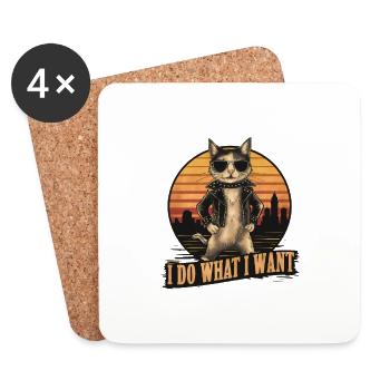 Ich tue, was ich will, Katze - Untersetzer (4er-Set) - Weiß - Vorne