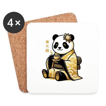 Süße Panda-Teezeit - Untersetzer (4er-Set) - Weiß - Vorne