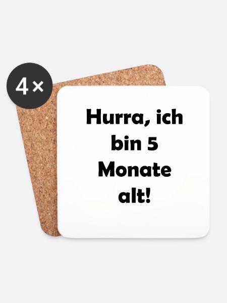Hurra, ich bin 5 Monat alt - Untersetzer (4er-Set) - Weiß