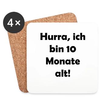Hurra, ich bin 10 Monate alt - Untersetzer (4er-Set) - Weiß - Vorne