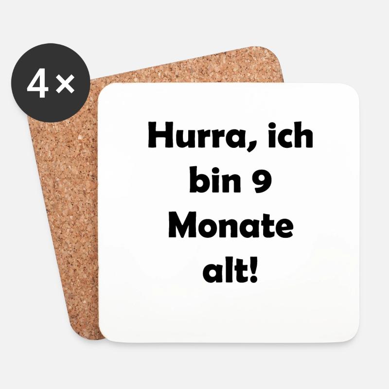 Hurra, ich bin 9 Monate alt - Untersetzer (4er-Set) - Weiß