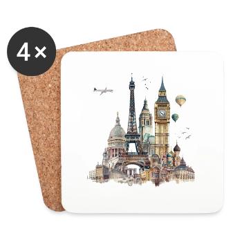 Landmarks are usually buildings - Coasters (set of 4) - white - Front