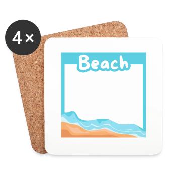 Plage de rêve dans un cadre - Dessous de verre (lot de 4) - blanc - Devant