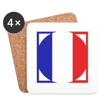 French flag, coat of arms blue, white, red - Coasters (set of 4) - white - Front
