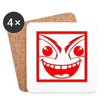 Monstre malicieux avec visage humain - Dessous de verre (lot de 4) - blanc - Devant