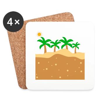 Strand mit Palmen unter der Sonne - Untersetzer (4er-Set) - Weiß - Vorne