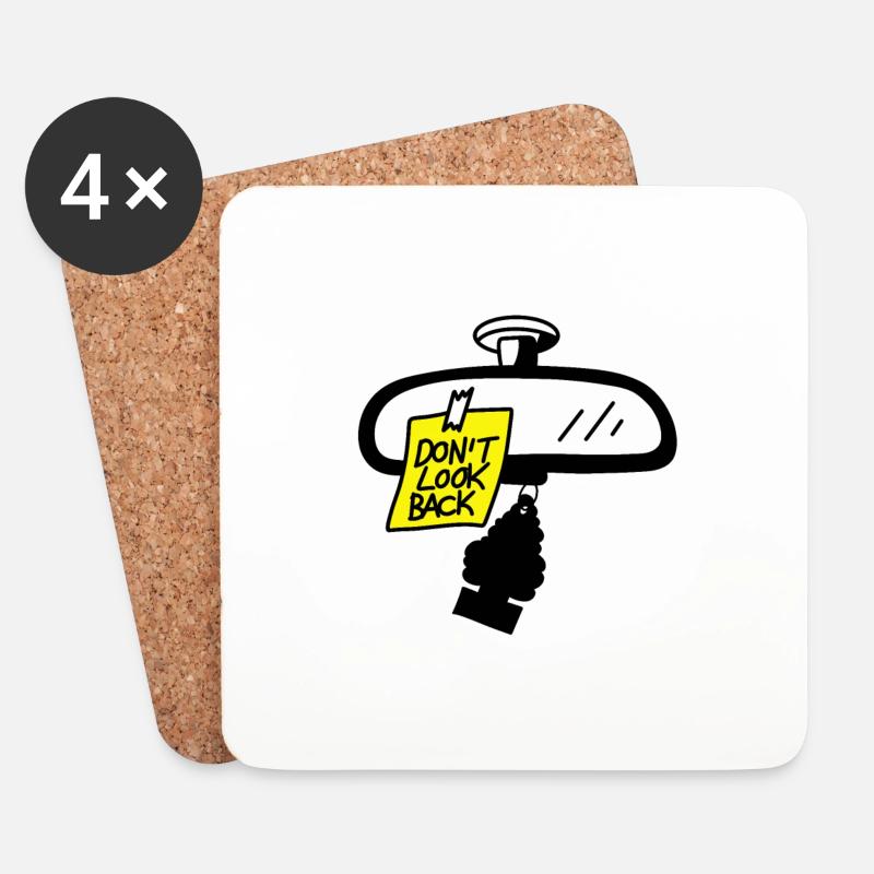Rear-view mirror message - Coasters (set of 4) - white
