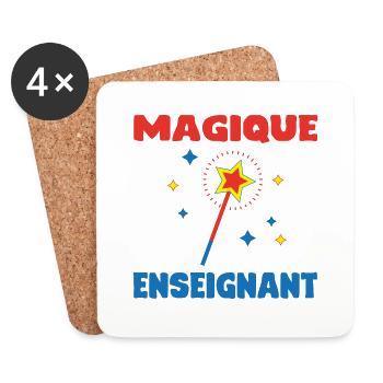 MAGIQUE ENSEIGNANT - Dessous de verre (lot de 4) - blanc - Devant