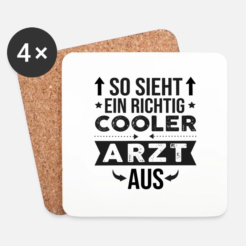 Lustiges Medizin Spruch Arzt Beruf Geschenk, Ärzte - Untersetzer (4er-Set) - Weiß