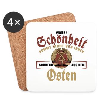 Wahre Schönheit kommt nicht von innen, DDR, Osten - Untersetzer (4er-Set) - Weiß - Vorne