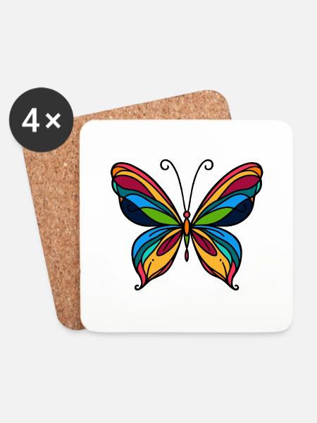 Schmetterling - Untersetzer (4er-Set) - Weiß