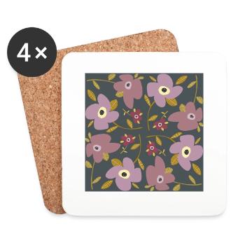 Motif de fleurs - Dessous de verre (lot de 4) - blanc - Devant