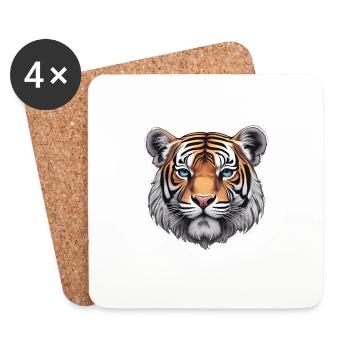 TIGER HEAD - Coasters (set of 4) - white - Front