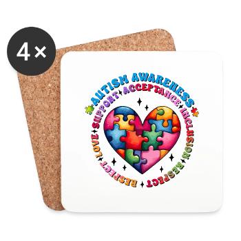 Autisme Super-héros Soignant Puzzle Enfants Anormaux - Dessous de verre (lot de 4) - blanc - Devant