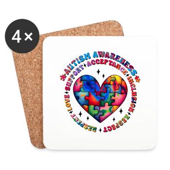 Autisme Super-héros Soignant Puzzle Enfants Anormaux - Dessous de verre (lot de 4) - blanc - Devant