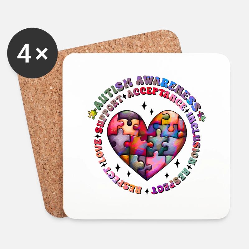 Autismus Superheld Betreuer Puzzle Kinder Anomal - Untersetzer (4er-Set) - Weiß