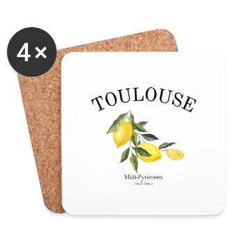 Toulouse - France - Souvenir - Travel - Coasters (set of 4) - white - Front