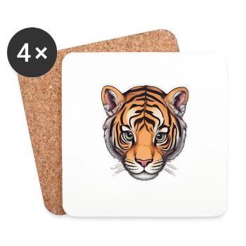 bébé tigre 2 - Dessous de verre (lot de 4) - blanc - Devant